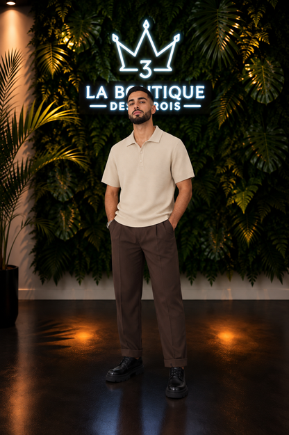 Polo Tricoté Homme Beige