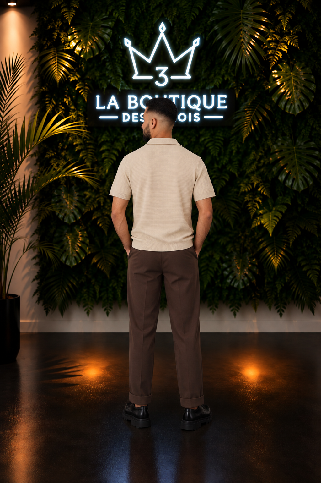 Polo Tricoté Homme Beige