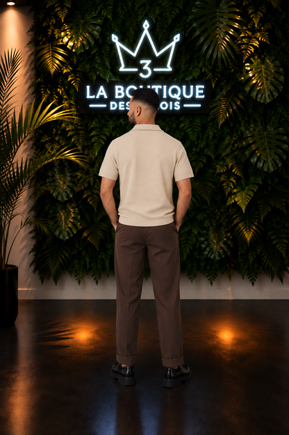 Polo Tricoté Homme Beige