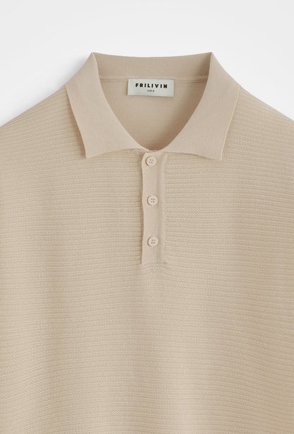 Polo Tricoté Homme Beige